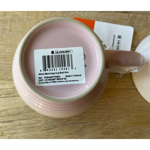 Le Creuset Stoneware Set of 2 Bistro Mug Giant Cappuccino 14 oz Shell Pink NEW - Picture 8 of 9